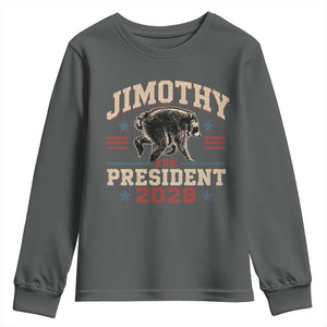 Jimothy For President 2028 Youth Sweatshirt Funny Jimothy The Raccoon Seattle Trash Panda Meme