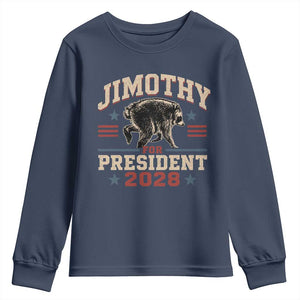 Jimothy For President 2028 Youth Sweatshirt Funny Jimothy The Raccoon Seattle Trash Panda Meme