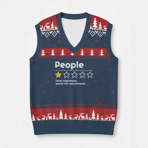 People 1 Star Total Nightmare Would Not Recommend V-Neck Knit Sweater Vest Funny Sarcastic