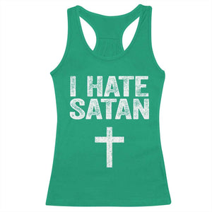 I Hate Satan Racerback Tank Top Funny Christian Jesus Cross