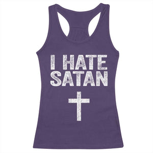 I Hate Satan Racerback Tank Top Funny Christian Jesus Cross