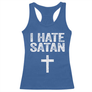 I Hate Satan Racerback Tank Top Funny Christian Jesus Cross