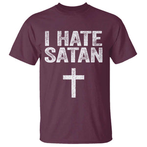 I Hate Satan T Shirt Funny Christian Jesus Cross