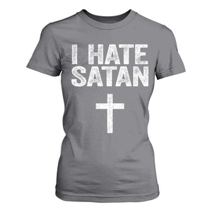 I Hate Satan T Shirt For Women Funny Christian Jesus Cross