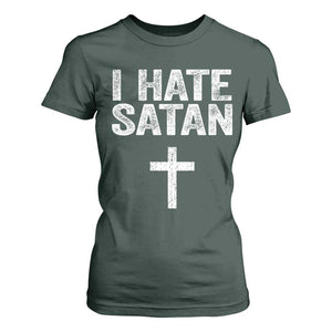 I Hate Satan T Shirt For Women Funny Christian Jesus Cross
