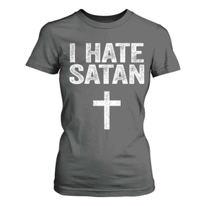 I Hate Satan T Shirt For Women Funny Christian Jesus Cross