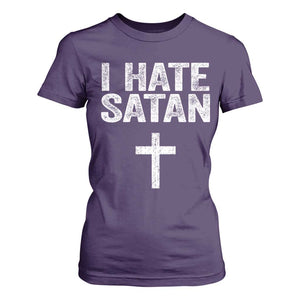 I Hate Satan T Shirt For Women Funny Christian Jesus Cross