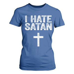 I Hate Satan T Shirt For Women Funny Christian Jesus Cross