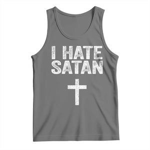 I Hate Satan Tank Top Funny Christian Jesus Cross