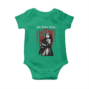 Not Today Jesus Gothic Dark Art Creepy Halloween Baby Onesie