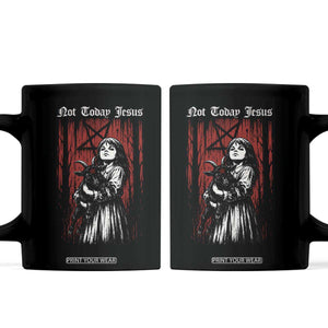 Not Today Jesus Gothic Dark Art Creepy Halloween Coffee Mug