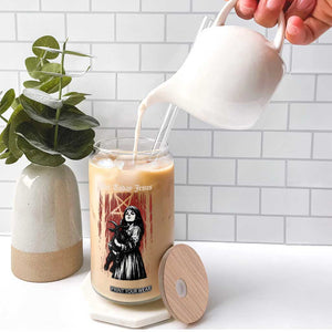 Not Today Jesus Gothic Dark Art Creepy Halloween Glass Can