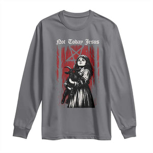 Not Today Jesus Gothic Dark Art Creepy Halloween Long Sleeve Shirt