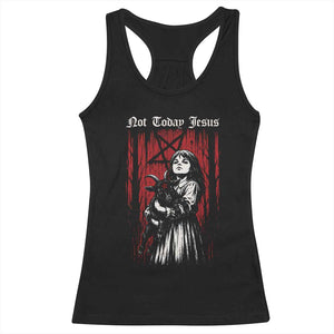 Not Today Jesus Gothic Dark Art Creepy Halloween Racerback Tank Top