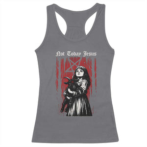 Not Today Jesus Gothic Dark Art Creepy Halloween Racerback Tank Top