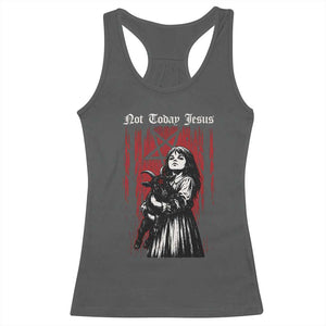 Not Today Jesus Gothic Dark Art Creepy Halloween Racerback Tank Top