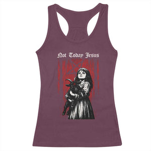 Not Today Jesus Gothic Dark Art Creepy Halloween Racerback Tank Top