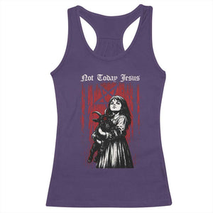 Not Today Jesus Gothic Dark Art Creepy Halloween Racerback Tank Top