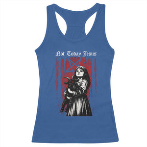 Not Today Jesus Gothic Dark Art Creepy Halloween Racerback Tank Top