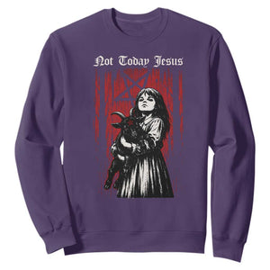Not Today Jesus Gothic Dark Art Creepy Halloween Sweatshirt