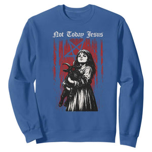 Not Today Jesus Gothic Dark Art Creepy Halloween Sweatshirt