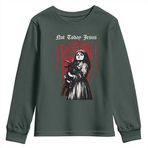 Not Today Jesus Gothic Dark Art Creepy Halloween Youth Sweatshirt