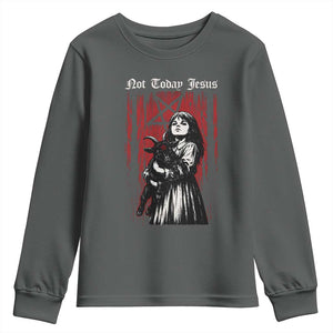 Not Today Jesus Gothic Dark Art Creepy Halloween Youth Sweatshirt