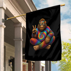 Hippie Bigfoot Peace Sign Tie Dye Sasquatch Garden Flag