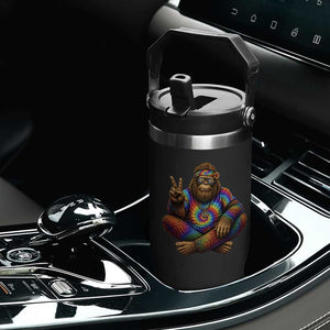 Hippie Bigfoot Peace Sign Tie Dye Sasquatch Flip Straw Tumbler