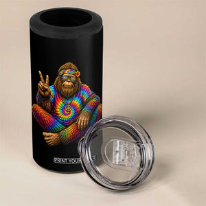 Hippie Bigfoot Peace Sign Tie Dye Sasquatch 4 in 1 Can Cooler Tumbler