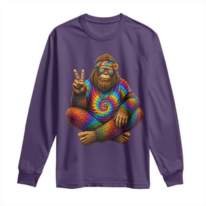 Hippie Bigfoot Peace Sign Tie Dye Sasquatch Long Sleeve Shirt