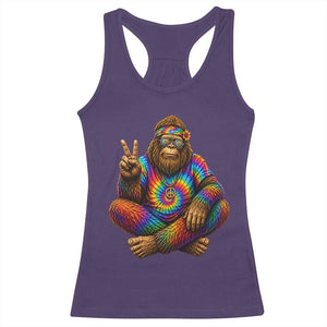 Hippie Bigfoot Peace Sign Tie Dye Sasquatch Racerback Tank Top
