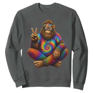 Hippie Bigfoot Peace Sign Tie Dye Sasquatch Sweatshirt