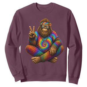 Hippie Bigfoot Peace Sign Tie Dye Sasquatch Sweatshirt