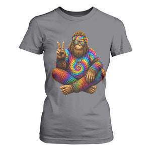 Hippie Bigfoot Peace Sign Tie Dye Sasquatch T Shirt For Women