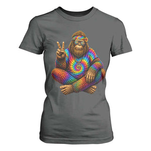Hippie Bigfoot Peace Sign Tie Dye Sasquatch T Shirt For Women