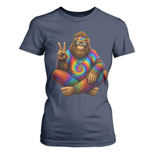 Hippie Bigfoot Peace Sign Tie Dye Sasquatch T Shirt For Women
