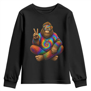 Hippie Bigfoot Peace Sign Tie Dye Sasquatch Youth Sweatshirt