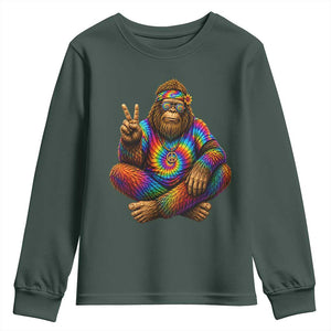 Hippie Bigfoot Peace Sign Tie Dye Sasquatch Youth Sweatshirt