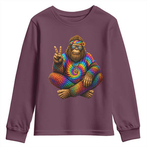 Hippie Bigfoot Peace Sign Tie Dye Sasquatch Youth Sweatshirt