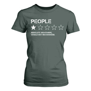 People 1 Star Absolute Nightmare Would Not Recommend T Shirt For Women Funny Bold Text