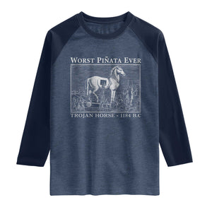 Worst Pinata Ever Trojan Horse Raglan Shirt Funny Greek Mythology History