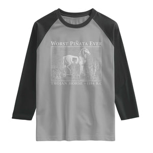 Worst Pinata Ever Trojan Horse Raglan Shirt Funny Greek Mythology History