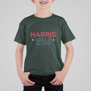 Kamala Walz Supporter T Shirt For Kid Harris Walz Obviously 2024 US Presidential Election Star TS11 Dark Forest Green Print Your Wear