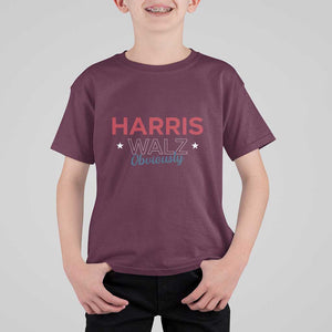 Kamala Walz Supporter T Shirt For Kid Harris Walz Obviously 2024 US Presidential Election Star TS11 Maroon Print Your Wear