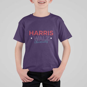 Kamala Walz Supporter T Shirt For Kid Harris Walz Obviously 2024 US Presidential Election Star TS11 Purple Print Your Wear