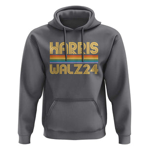 Harris Walz'24 Hoodie Retro Rainbow Stripes LGBT Flag US Presidential Election 2024 TS11 Charcoal Print Your Wear