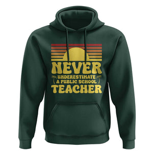 Harris Walz Hoodie Never Underestimate A Public School Teacher Sunshine Coconut Tree TS11 Dark Forest Green Print Your Wear