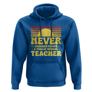 Harris Walz Hoodie Never Underestimate A Public School Teacher Sunshine Coconut Tree TS11 Royal Blue Print Your Wear
