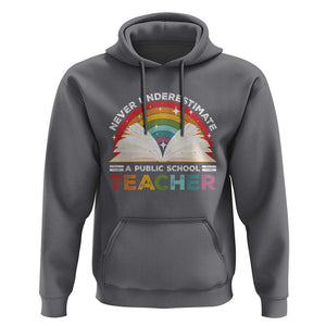 Tim Walz Hoodie Never Underestimate A Public School Teacher Rainbow Book TS11 Charcoal Print Your Wear